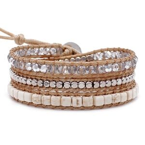 Victoria Emerson Emerald Cut Howlite Three Wrap Bracelet